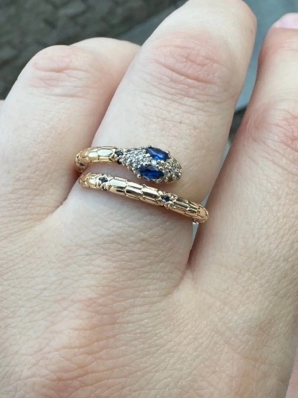 Serpent Snake Wrap Ring with Blue Stones